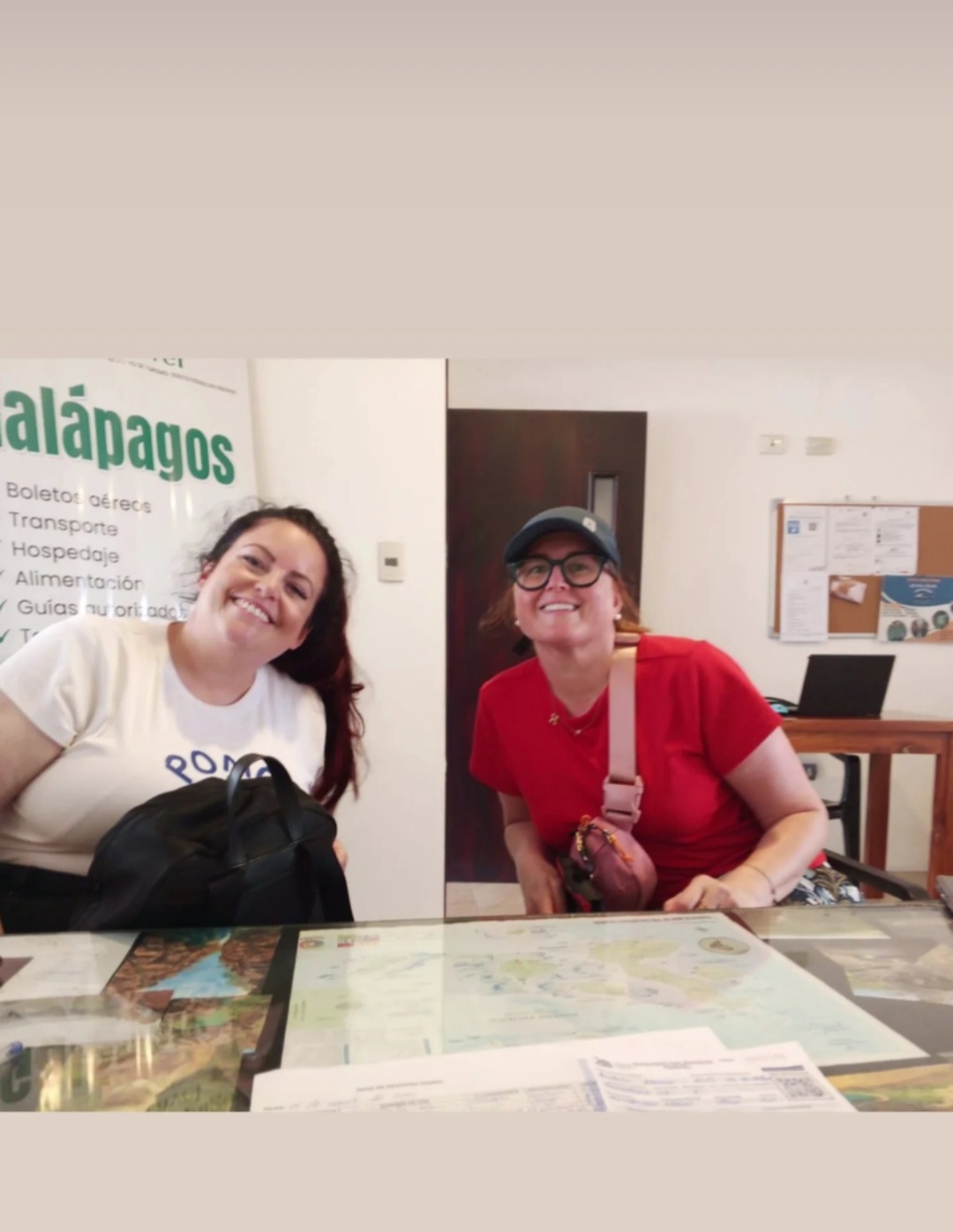Happy travelers planning their tour