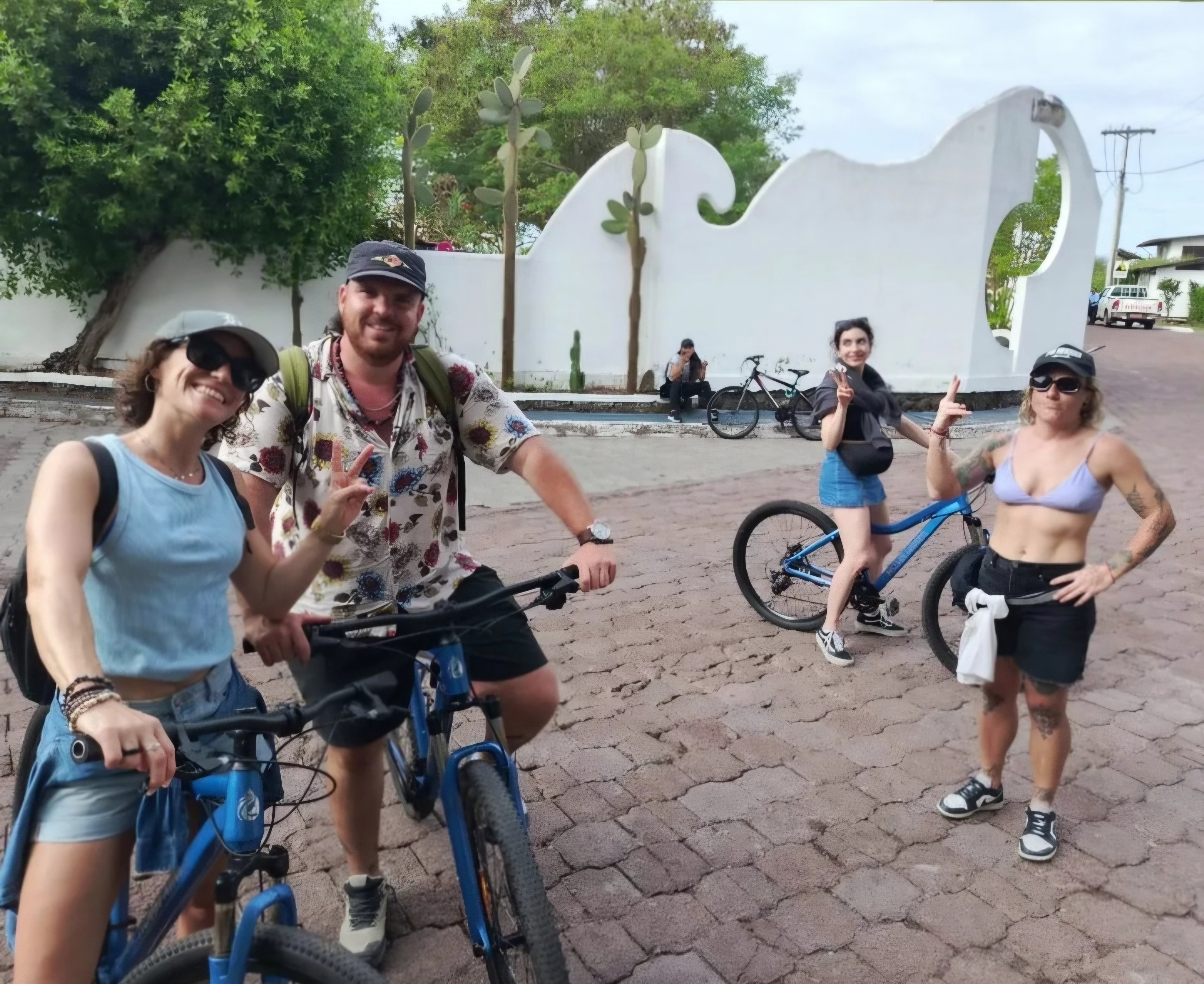 Guests on a Galápagos bike tour